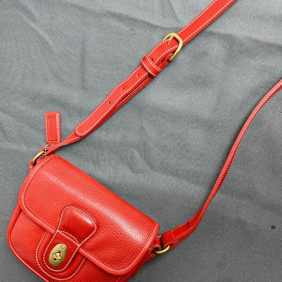 RARE Vintage Coach Sheridan Red Pebble Leather Durham Mini Bag 4211 - Picture 3 of 10